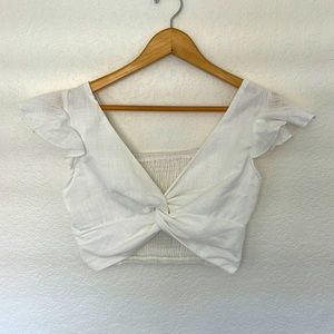 White linen summer crop top size small.